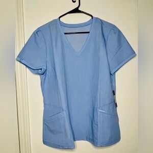 Jaanuu Light Blue V-Neck Scrub Top